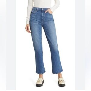 Abercrombie & Finch Simone Highrise Cropped Flare With Raw Hem Blue Cotton Jean
